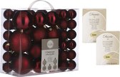 46x stuks kunststof kerstballen donkerrood 4, 6 en 8 cm inclusief kerstbalhaakjes - Onbreekbare donkerrooden kerstballen