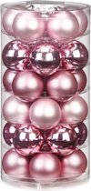 60x stuks glazen kerstballen roze 6 cm glans en mat - Kerstboomversiering/kerstversiering