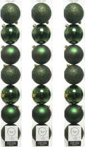 21x stuks kunststof kerstballen donkergroen (pine) 8 cm - Mix - Onbreekbare plastic kerstballen