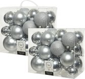 52x stuks kunststof kerstballen zilver 6-8-10 cm - Onbreekbare plastic kerstballen