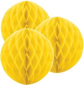 3x decoratie bal geel 10 cm