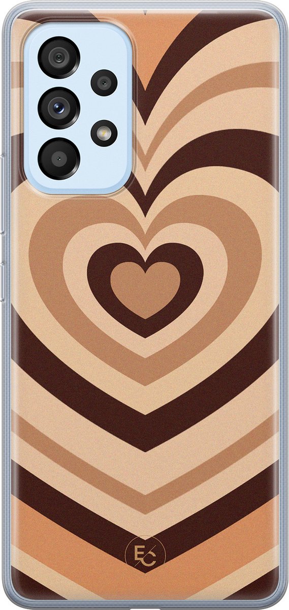 Hoesje geschikt voor Samsung Galaxy A33 - Hart bruin - Soft Case - TPU - Print - Bruin - ELLECHIQ