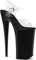 Pleaser - BEYOND-008 Sandaal met enkelband, Paaldans schoenen - Paaldans schoenen - 38 Shoes - Zwart