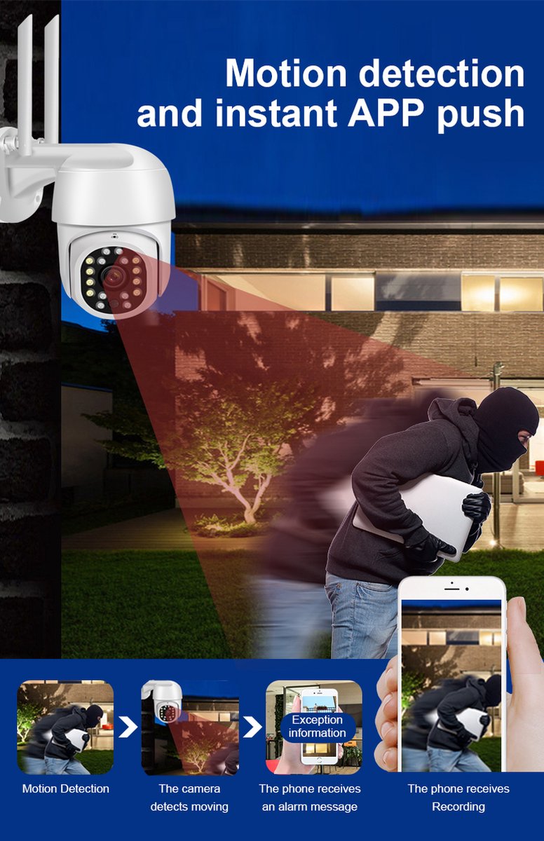 Fuegobird Y17 Smart Waterdichtheid IP66 IP camera - buiten - draai- en kantelbaar - Ondersteuning 2.4G/5G WIFI - 3MP - PTZ IP Camera – foto 6