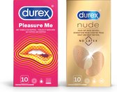 Bol.com Durex - 20 stuks Condooms - Pleasure Me 1x10 stuks - Nude No Latex 1x10 stuks - Voordeelverpakking aanbieding
