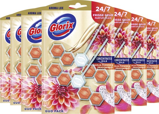 Glorix WC Blokje - Dahlia Flower & Dragonfruit - 14 stuks - Voordeelverpakking