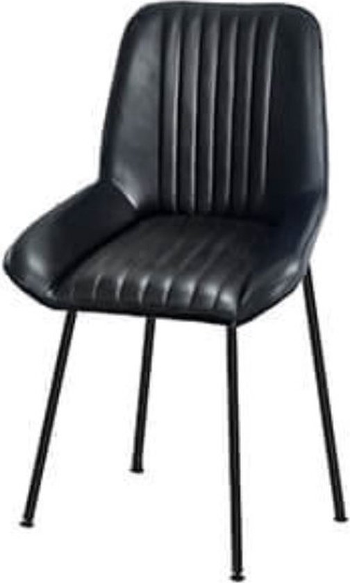 Stoel - leren stoel - kuipstoel - industriële stoel - zwart stalen poten -  hoog 82cm | bol.com