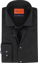 Suitable Overhemd Knitted Pique Zwart - Maat 40 - Heren - Casual Shirt