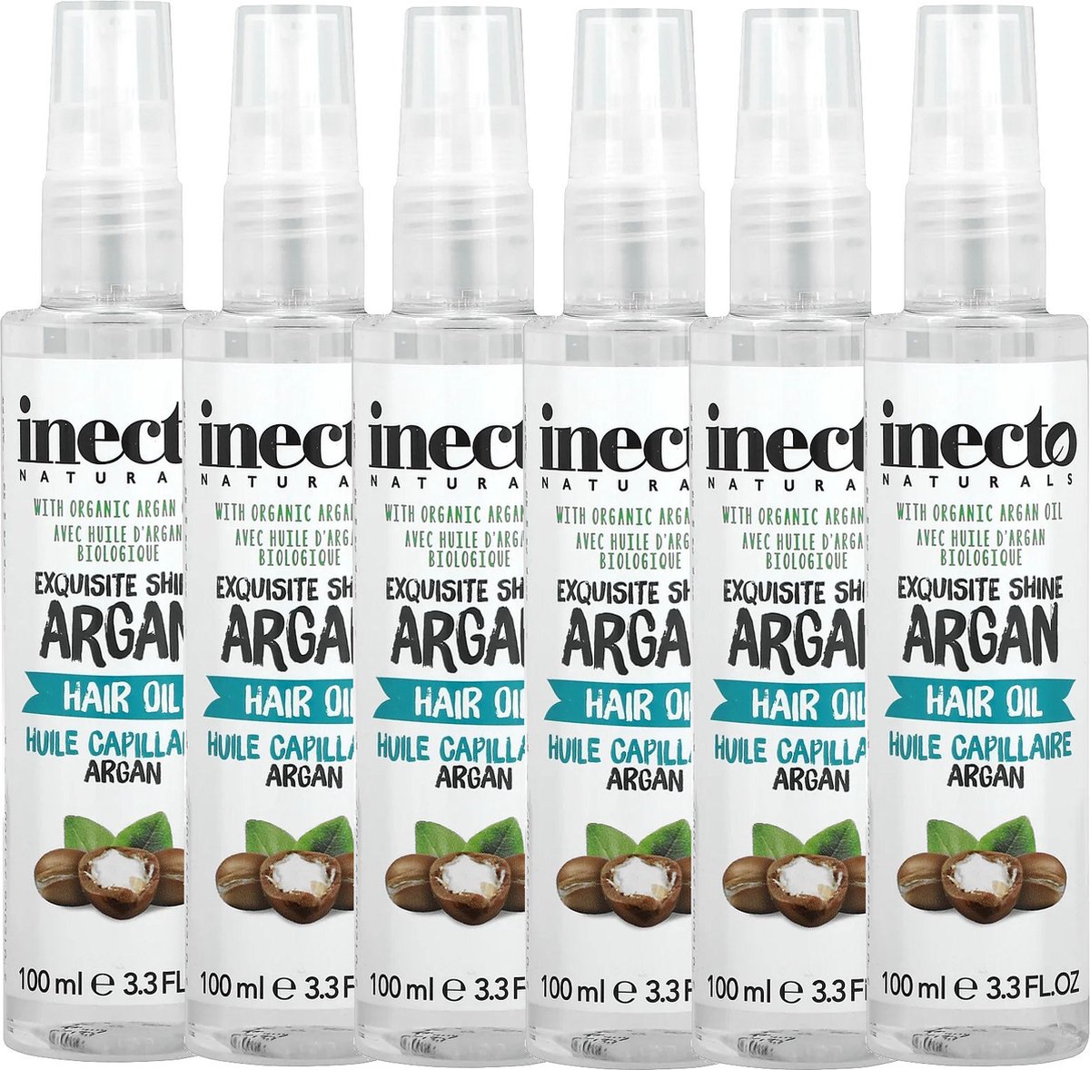 Inecto - Argan Hair Oil - 6 pak - Hydraterend - Natuurlijk - Organische Arganolie