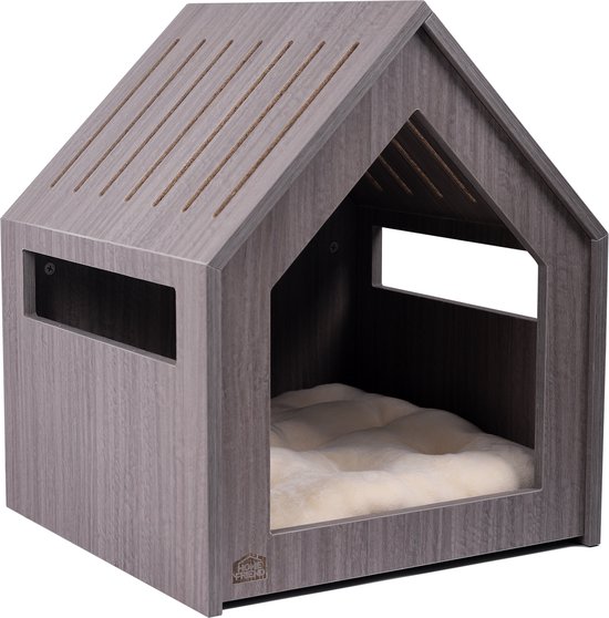 Cage pour chien avec lit en mousse pour chien - Bois - M - Anthracite -  59x59x59cm | bol