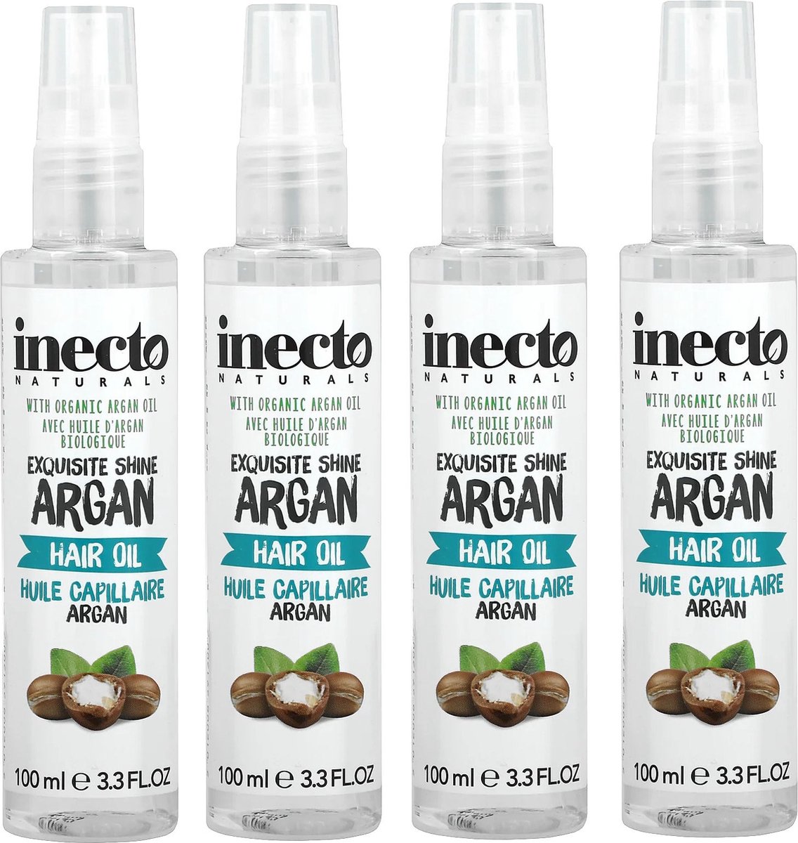 Inecto - Argan Hair Oil - 4 pak - Hydraterend - Natuurlijk - Organische Arganolie