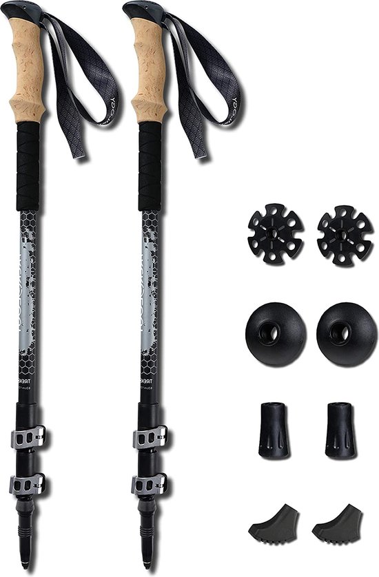 ARUKU Nordic Walking Poles in Black, Adjustable Size 83-135 cm Twist
