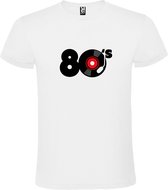 Wit T shirt met print van " I Love Music of the Eighties " print Zwart size XXL