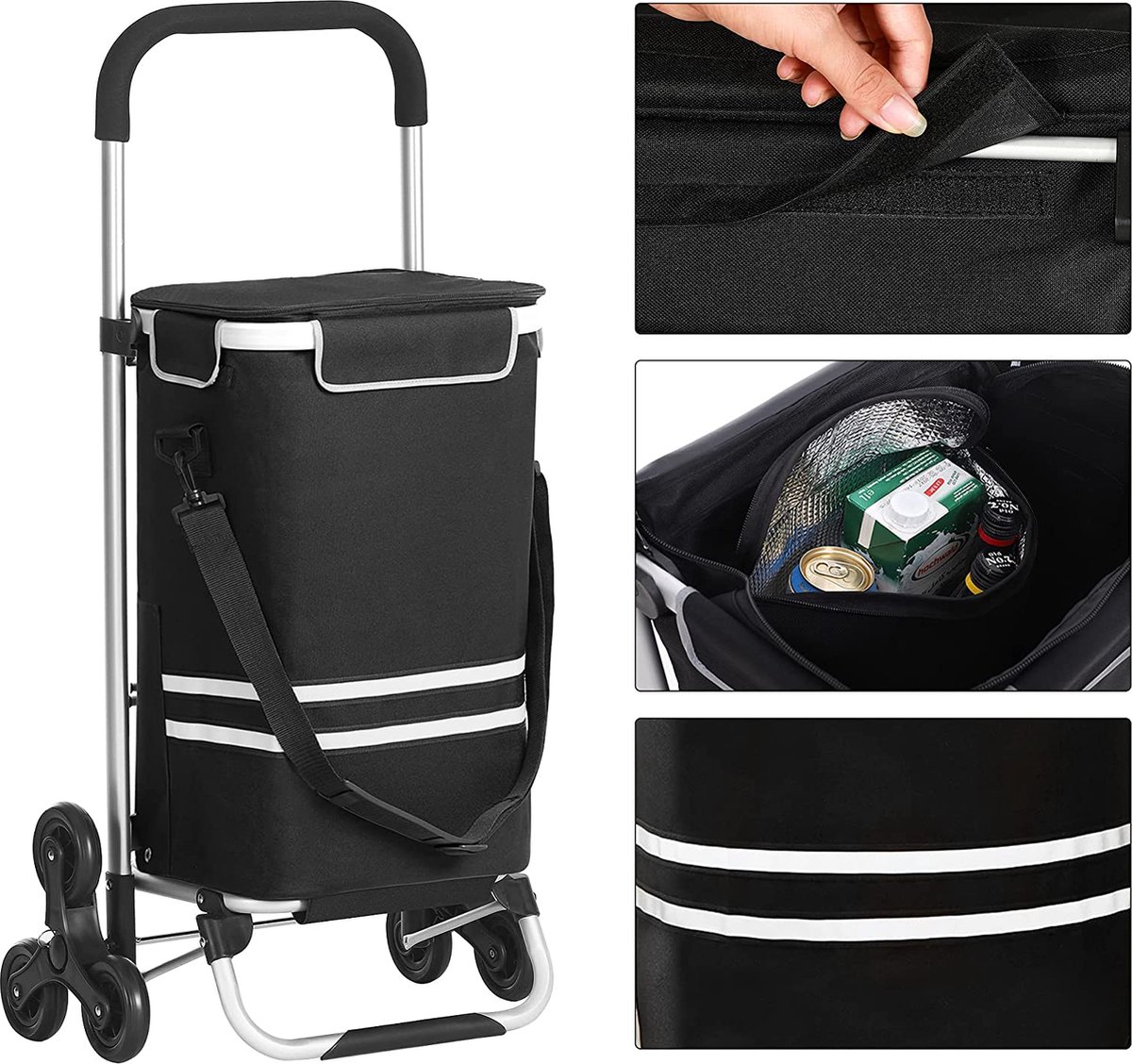 SHOP YOLO - chariot de courses - système 3 roues - sac déperlant - 52  litres, charge