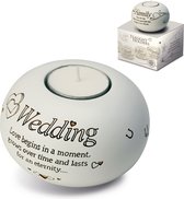 MadDeco - bruiloft - huwelijkscadeau - cadeau - waxinelichthouder - engelstalig - meer dan woorden - keramiek - 9.5 cm hoog doorsnee