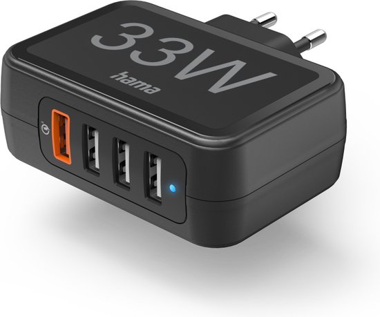 Hama 00201629 oplader voor mobiele apparatuur Mobiele telefoon, Powerbank, Smartphone, Tablet Zwart AC Snel opladen Binnen