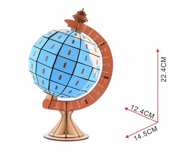 ROBOTIME 3D Wooden Puzzle Luminous Globe Building Kit for Adult, Wood Model Building Building Crafts Kits Best Festival Gifts