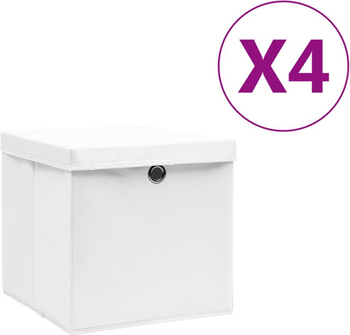 vidaXL Opbergboxen met deksels 4 st 28x28x28 cm wit