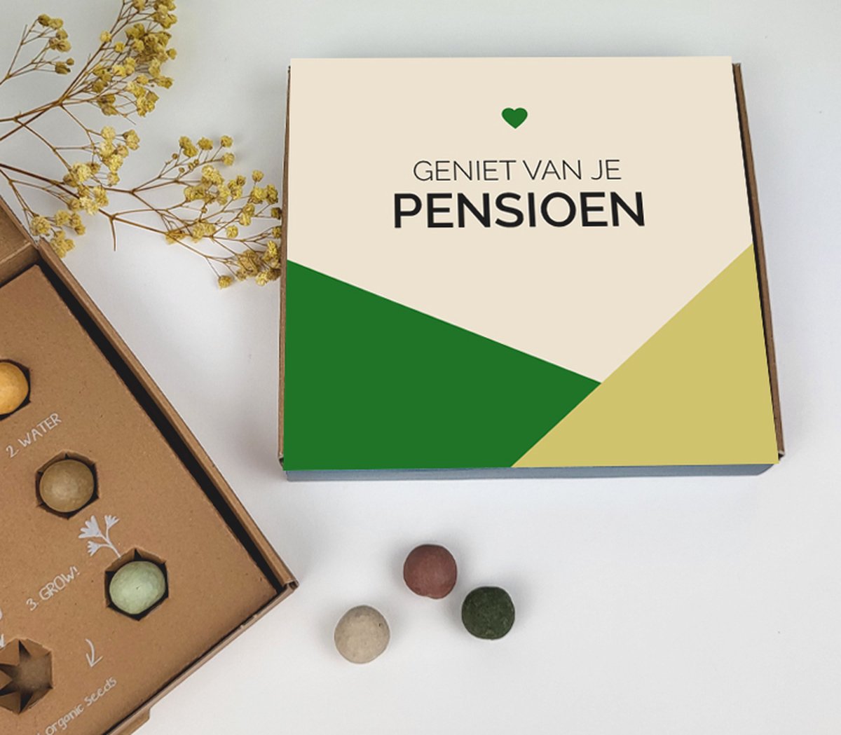 Bloembommetjes - PENSIOEN - Zaadjes - Cadeau pensioen - geometrisch - geniet van je pensioen - Zaad