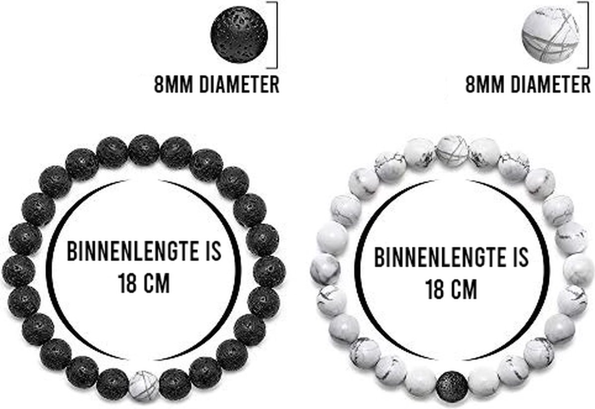 Kralen Armband Natuursteen voor Heren en Dames Set van 2 Armbandjes — afbeelding 4