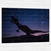 WallClassics - Muursticker - Silhouette van een Dinosaurus in de Nacht - 100x75 cm Foto op Muursticker