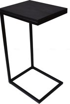 VASAGLE Bijzettafel, salontafel, met stalen frame en wielen, eenvoudige montage, modern, voor woonkamer, slaapkamer, balkon, ebbenhoutzwart, LNT050B56