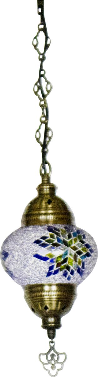 Oosterse mozaiek hanglamp - Paars - Hoogte 41cm - Diameter bol(len) 13,5cm