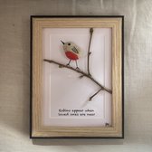 Schilderijtje 3D: Roodborstje: Robins appear when... 16 x 21 cm
