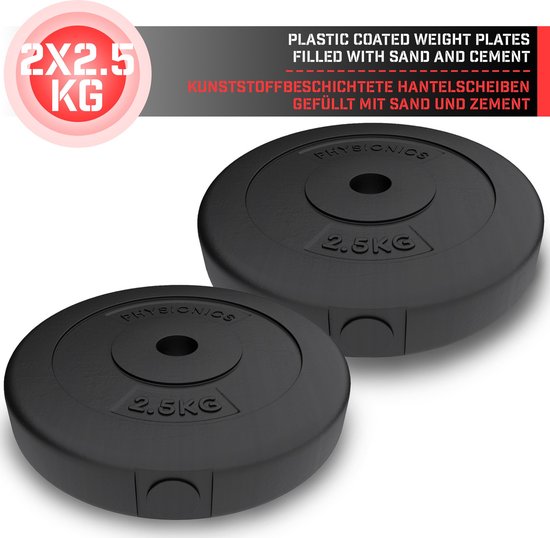 Bad Company Halterschijven 30/31 mm, kunststof, 3 kg, gewichtenset 6 x 0,5 kg, gewichten voor lange halter en korte halter