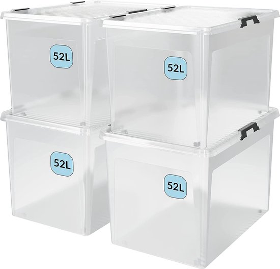 Sundis Clear Box, 10er-set Aufbewahrungsboxen mit deckel, 18L, transparentem Kunststoff, stapelbar, ideal für die Aufbewahrung von Kleidung, Durchsichtig