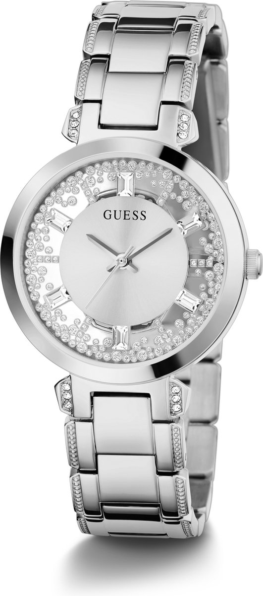 Guess Dames Horloge GW0470L1 Staal Quartz met Zilverkleurige Wijzerplaat en Zirkonia 39mm