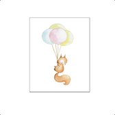 PosterDump - Eekhoorn met ballonnen - Baby / kinderkamer poster - Dieren poster - 30x21cm / A4