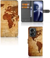 Telefoonhoesje OnePlus Nord 2T Wallet Bookcase Wereldkaart