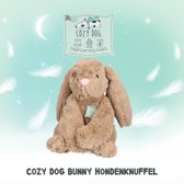 Cozy Dog Bunny Hondenknuffel – knuffel hond met hartslag – Hondenspeelgoed vermindert verlatingsangst – biedt rust, warmte en comfort – bruin – speciaal voor puppy's