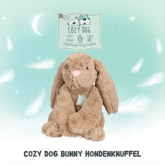 Cozy Dog Bunny Hondenknuffel – knuffel hond met hartslag – vermindert verlatingsangst – biedt rust, warmte en comfort – bruin – speciaal voor puppy's