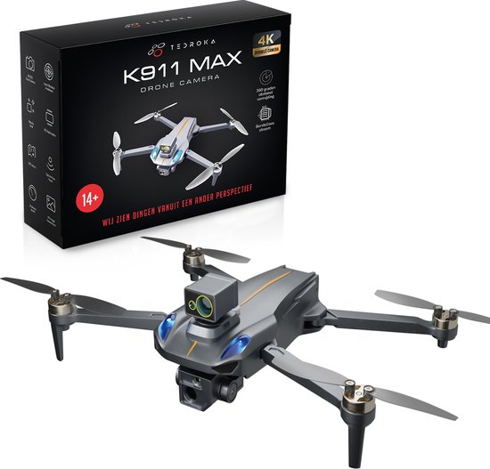Tedroka® K911 Max-Drone met 4K camera- Drone met obstakelvermijding...