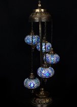 Lampe turque - Lampe orientale - Lampadaire - Blauw - 5 ampoules - mosaïque