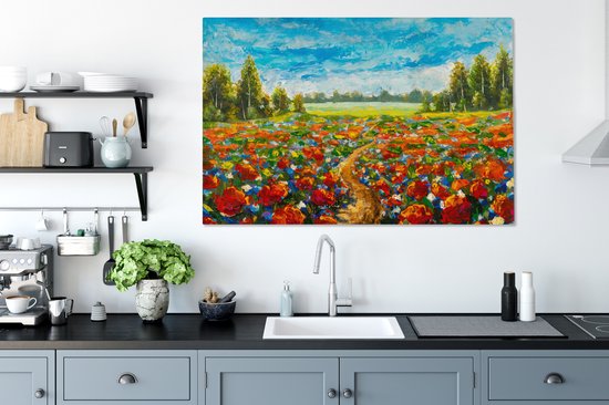 Toile Peinture Huile - Peinture - Fleurs - Paysage - 140x90 cm - Décoration murale