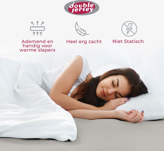 Double Jersey - Duo pack Hoeslaken 100% Katoen doux Jersey - non repassage et sans plis avec une hauteur d'angle jusqu'à 30 cm -2 pièces 90x200x30 Simple Argent Grijs