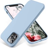 Hoesje Geschikt voor iPhone 14 Pro – Liquid Siliconen Backcover – Licht Blauw