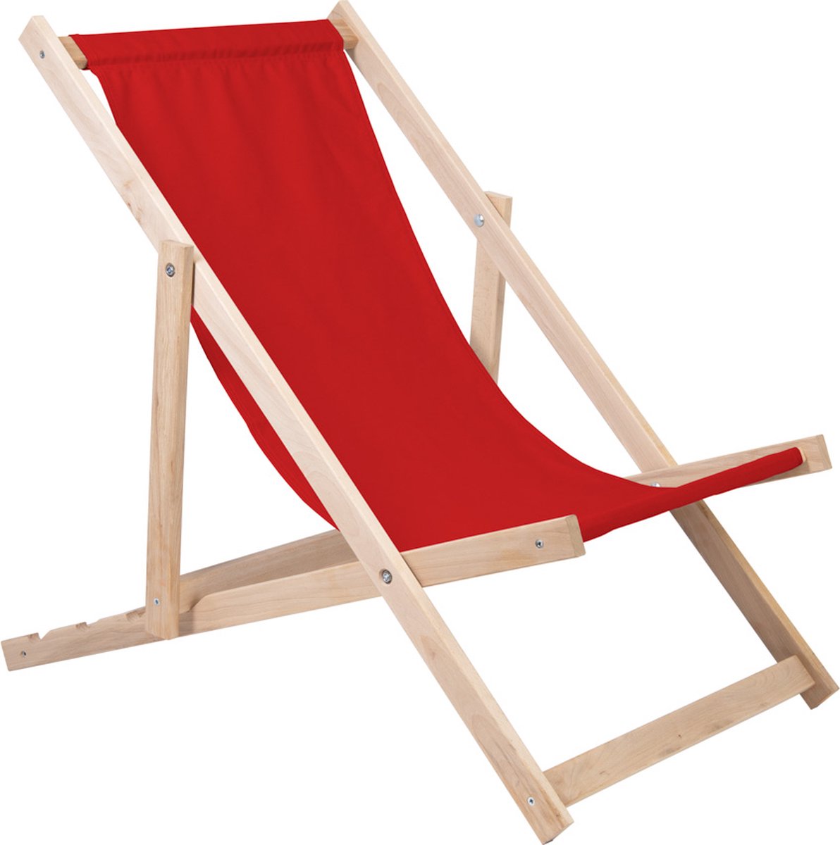 Holtaz Strandstoel Hout Inklapbaar Comfortabele Zonnebed Ligbed met verstelbare Lighoogte - rood