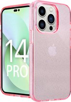 ShieldCase geschikt voor Apple iPhone 14 Pro TPU Glitter case - roze - Hoesje met glitter - Siliconen backcover case - Glitters