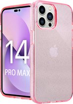 ShieldCase geschikt voor Apple iPhone 14 Pro Max TPU Glitter case - roze - Hoesje met glitter - Siliconen backcover case - Glitters