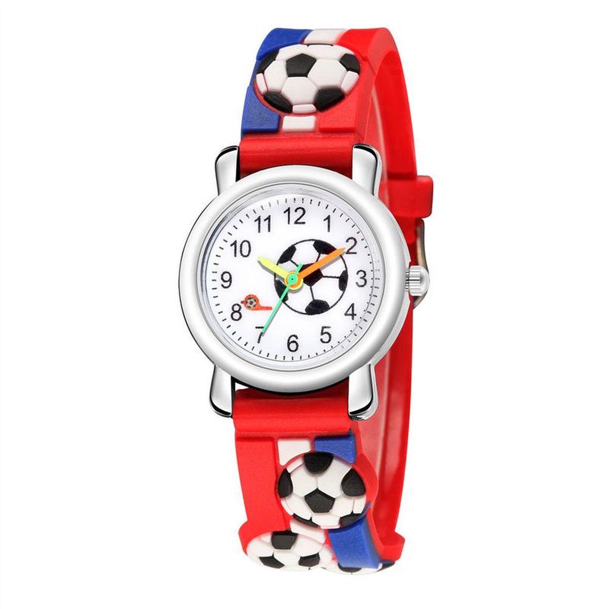 Kinderuurwerk - Voetbal - Blauw en rood - Horloge - 3D