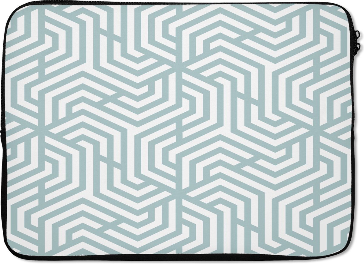 Laptophoes - Laptoptas - Laptop - Patronen - Groen - Abstract - Driehoek - 13 Inch - Laptop cover