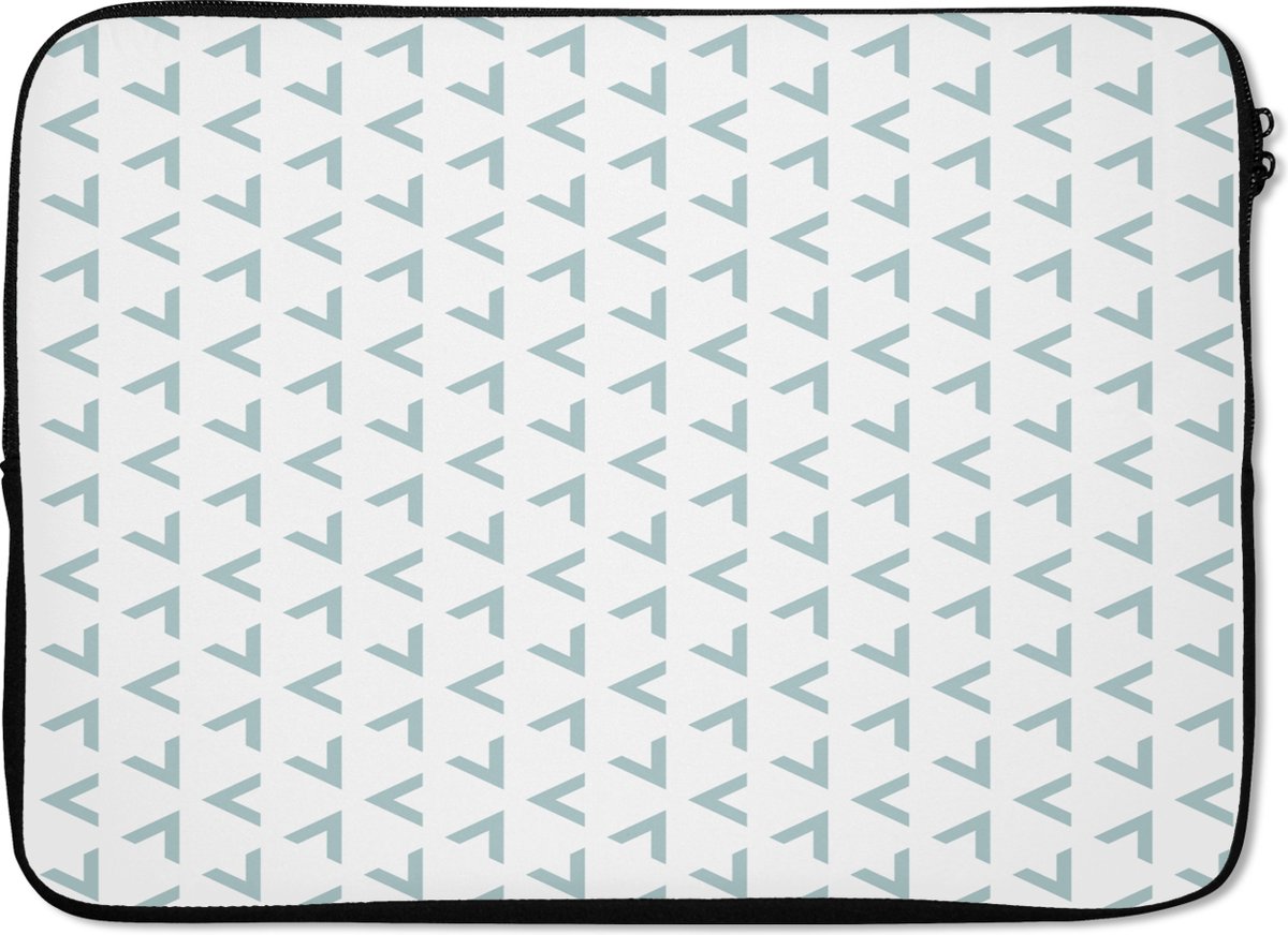 Laptophoes - Laptoptas - Patronen - Driehoek - Design - Groen - Wit - Laptop - 13 Inch - Laptop sleeve
