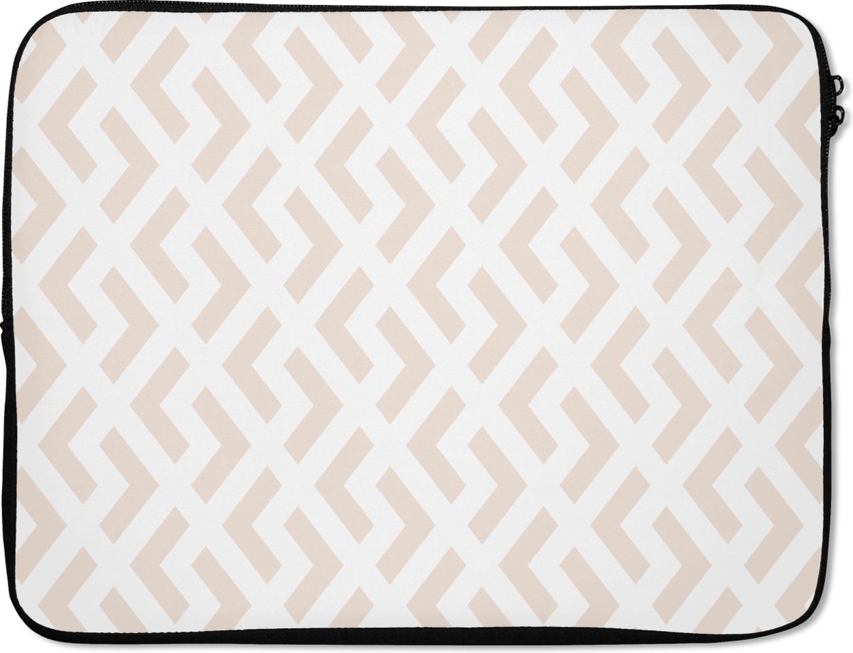 Laptophoes - Laptop sleeve - Patronen - Lijn - Design - Beige - Laptop - 17 Inch - Laptop case