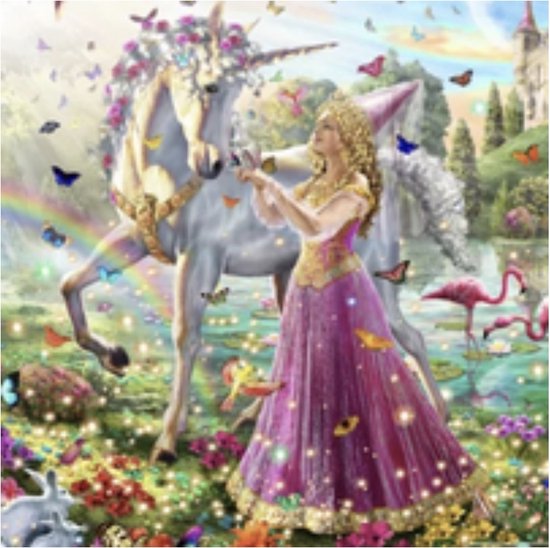 Diamond Painting Volwassenen - Unicorns - 20 x 25CM - Ronde Steentjes - Volledige Bedekking