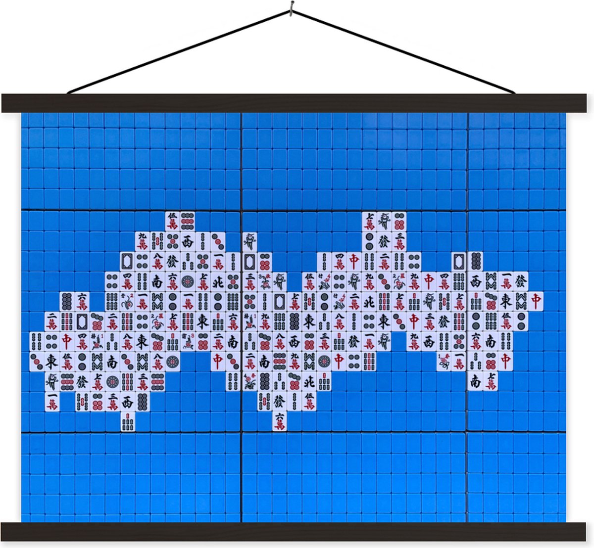Trois Grands Carreaux De Mahjong De Dragon Rouge Transparents Empilés