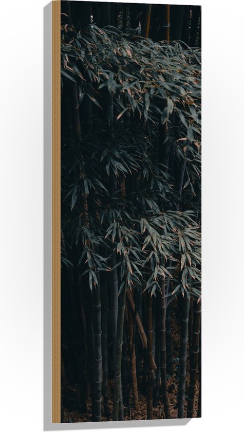 WallClassics - Hout - Donkere Bamboe Bomen - 30x90 cm - 12 mm dik - Foto op Hout (Met Ophangsysteem)